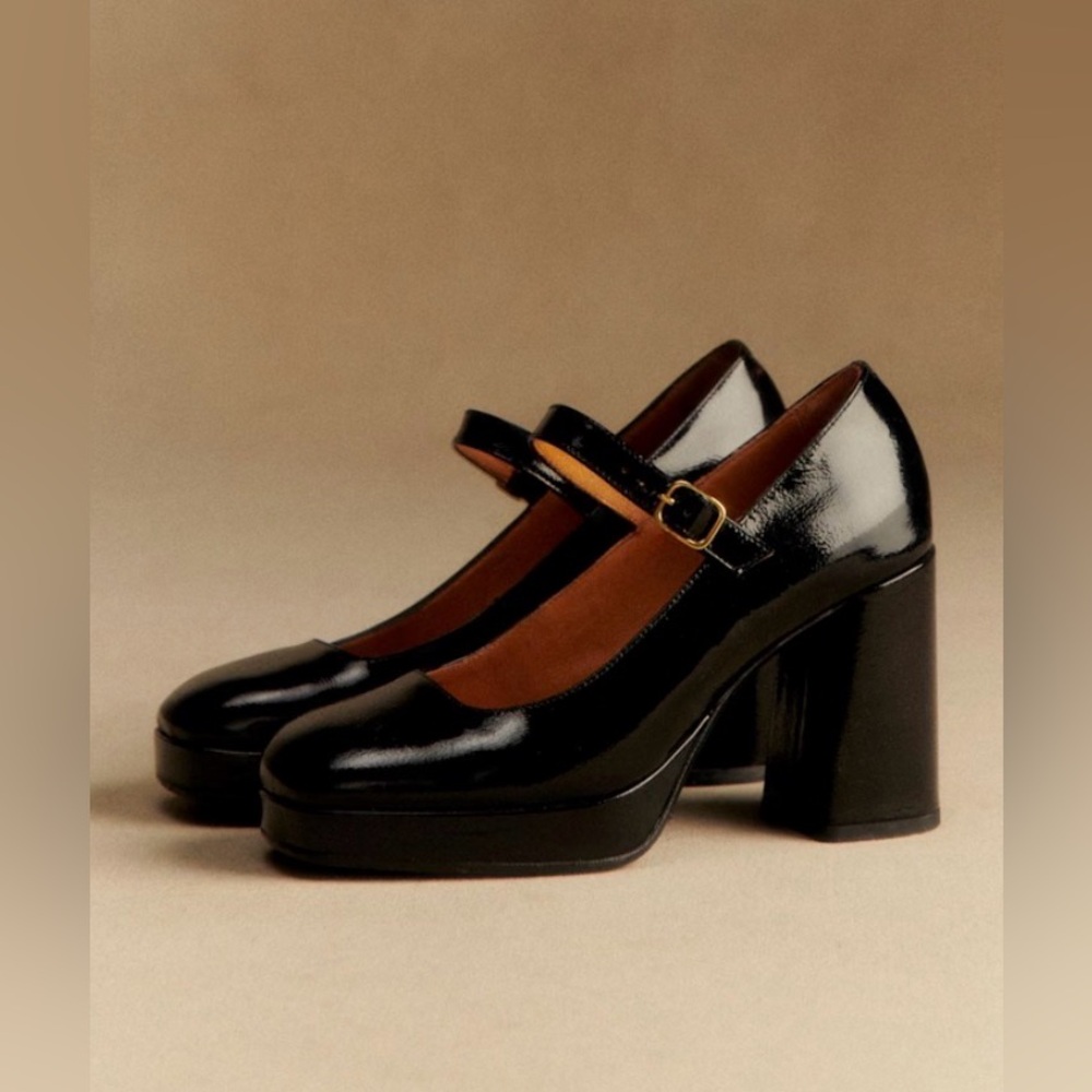 Sezane Black Georgia High Mary Jane Heels